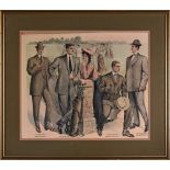 1920s American Gentleman’s Stylish Clothing Outfitters coloured advertising period print – mixed