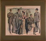 1920s American Gentleman’s Stylish Clothing Outfitters coloured advertising period print – mixed