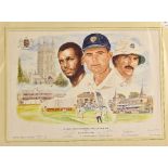 Cricket colour signed Print ‘Leading Gloucestershire into the nineties’ by D Stallard ltd ed 145/193