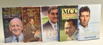 Selection of Cricket Books to include Arlott on Cricket, Tony Lewis, Mike Atherton, Colin Cowdry and