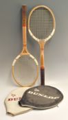 2x c1960s Dunlop ‘Maxply’ wooden tennis rackets both appear in original condition with regular