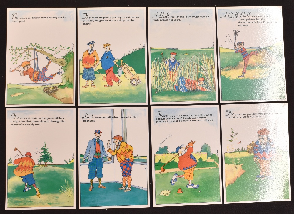 Set of 12x Jane Heart ‘Golfing Humour’ postcards – printed by Amber postcards, all in good unused