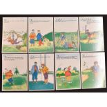 Set of 12x Jane Heart ‘Golfing Humour’ postcards – printed by Amber postcards, all in good unused