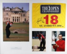 Tiger Woods (Grand Slam) 2000 St Andrews Open Golf Championship signed display - comprising signed