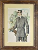 1920s American Gentleman’s Stylish Clothing Outfitters coloured advertising period print - smartly