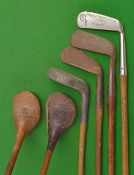 6x various golfing clubs – Faulkner Kennard GC baffie, small head Tait Elie driver, F Thomas Hilly