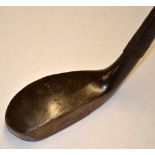 C Hunter (Prestwick) longnose beech wood putter c1885 – with a grain crack through part of the crown