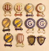 Ashfield, Monarchs Edinburgh & Glasgow Speedway Enamel Badges 1948 to 1968 in gold colour, makers