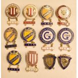 Ashfield, Monarchs Edinburgh & Glasgow Speedway Enamel Badges 1948 to 1968 in gold colour, makers