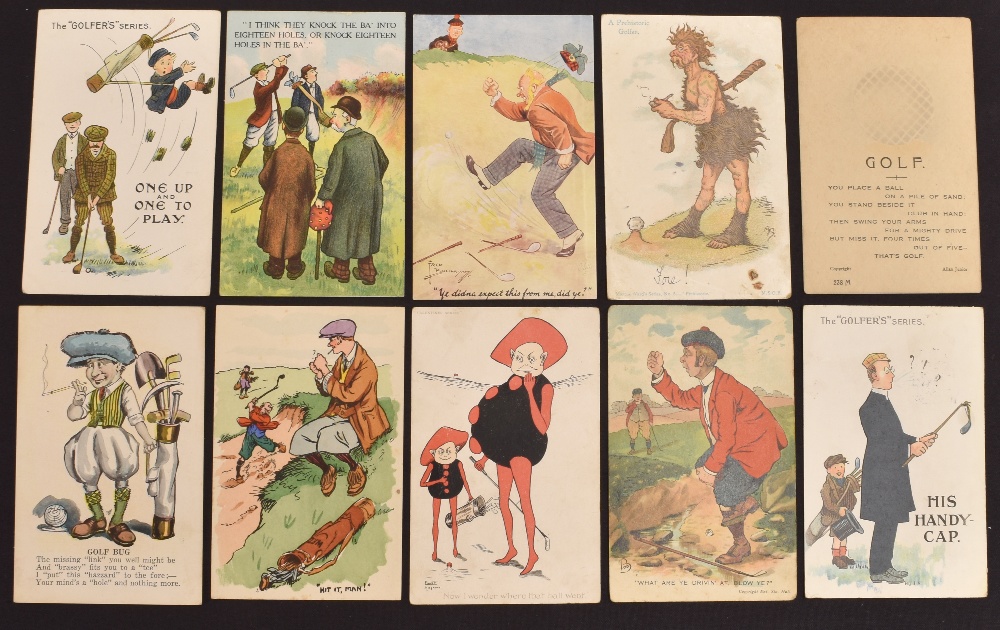 Collection of 27 early humour golfing postcards – mostly c1900s to 1930s with Ewart Misgrove,