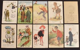 Collection of 27 early humour golfing postcards – mostly c1900s to 1930s with Ewart Misgrove,