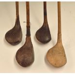 4x assorted socket neck woods - 2x drivers, brassie and spoon –Haskins Hoylake deep face brassie,