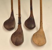 4x assorted socket neck woods - 2x drivers, brassie and spoon –Haskins Hoylake deep face brassie,