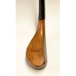 McEwan light stained beech wood longnose heavy short spoon c1880 – with full wrap over brass sole