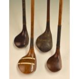 4x interesting looking assorted woods – scarce “SPLI-SOK” spliced necked brassie with vertical