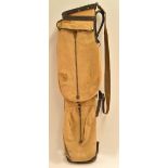 Good leather and canvas oval golf club bag - large accessory/ball pocket, umbrella strap, travel