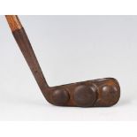 J Riddell Patent back weighted blade putter c1909 - with 3x circular weights to the rear – stamped