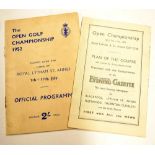 1952 Official Open Golf Championship programme and additional separate coloured course plan (2) –