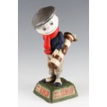 Early Dunlop Caddy papier-mâché golf ball advertising figure-mounted on naturalistic splayed base