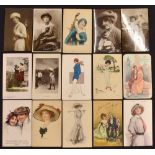 Collection of Lady Golfers Glamour, Romantic, Classic period and other related postcards from the