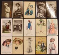 Collection of Lady Golfers Glamour, Romantic, Classic period and other related postcards from the