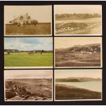 Collection of 5x Welsh and 1x Portrush N. Ireland Golf Course and Golf Club post cards from 1930s
