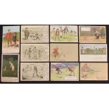 Collection of 25 early golfing humour postcards – incl Herriot Golf Series, Reliable Series, John