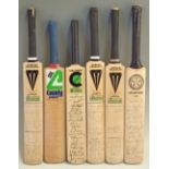 Selection of Signed Miniature Cricket Bats to include New Zealand 1992, Lancashire v Worcester 1990,