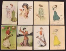 Selection of early American glamour golfing postcards (30) – incl Earl Christy, Schlesinger Bros,