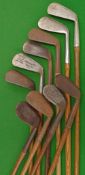 Good cross section of assorted irons (10) – 3x niblicks, m/niblick, 4x mashies, plus an “L”