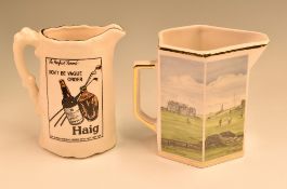 Pointers of London Ceramic Jug with Bill Waugh Artwork of St Andrews height 15cm, with later 20th