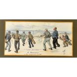 Royal Aberdeen Golf Club hand colour print c1900 titled - ‘The Start’ A Foursomes on the Balgownie