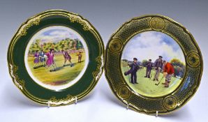 Pair of Spode Plates: One by K Pickin ‘Golf at Blackheath 1775’ and Antique Golf Series No.1 limited