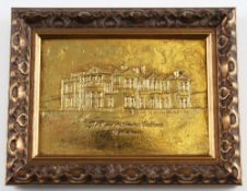 Bill Waugh Gold Leaf Resin Cast Plaque depicting The Royal & Ancient Clubhouse St Andrews, framed