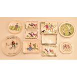 Golfing Ceramic Selection to include Crown Staffordshire lidded box, 2x small pin dishes and another