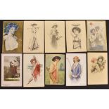 Collection of early glamour golfing postcards, mostly American (12) – incl D Hillson, Archie Gunn,
