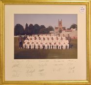 Worcestershire County Cricket signed Framed Display with a team photograph with autographs below