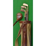 Fine and rare A Patrick Leven child’s set of golf clubs and period bag – include Alex Patrick