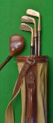 Fine and rare A Patrick Leven child’s set of golf clubs and period bag – include Alex Patrick