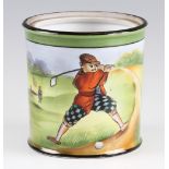 Scarce Early 20th century Noritake Barrel / Jar with Golfer Design hand painted to all round the