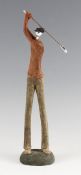 Large Resin Abstract Golfer Figure with metal head and club, height 43cm, unnamed