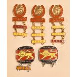 Leicester Speedway Enamel Badges 1950 and 1968 in gold and silver colours, makers; include Fattorini