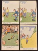 4x Guinness golfing advertising postcards – with artworks by Bateman, printed by Alex Thom & Co Ltd,