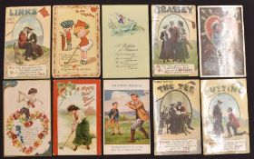 Collection of assorted Birthday, Valentine, New Years and other golfing related postcards (14) –