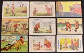 Collection of 20x c1920s to 1950s humour golfing related postcards – incl The Regent Publishing,