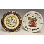 2x Centenary Golf Club commemorative bone china plates – to incl Alfreton Golf Club Centenary 1992