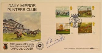 Lester Piggot signed 1979 Epsom Races First Day Cover signed in ink to the front, 200th running of