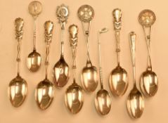 10x assorted hallmarked silver golf teaspoons – with assorted designs and hallmarks incl 4x HGC,