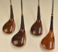 Interesting selection steel shafted woods (4) 3x good Ben Hogan Persimmon dark stained woods nos 1-