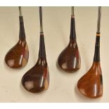 Interesting selection steel shafted woods (4) 3x good Ben Hogan Persimmon dark stained woods nos 1-